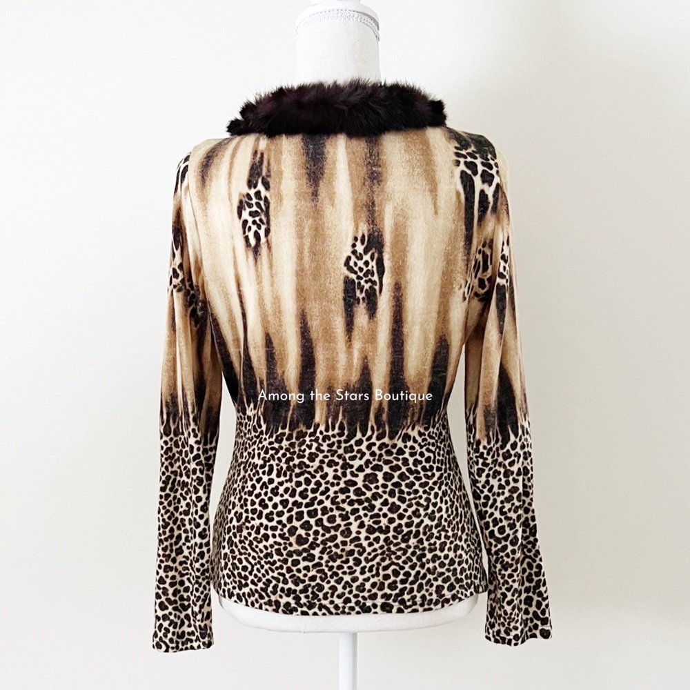 Super Rare Y2K Vintage Animal Print + Faux Fur Top ASO Janice in Friends - Picture 11 of 12